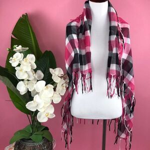 Cotton On Multi Plaid Burberry Style Fringe Wrap Blanket Scarf OS